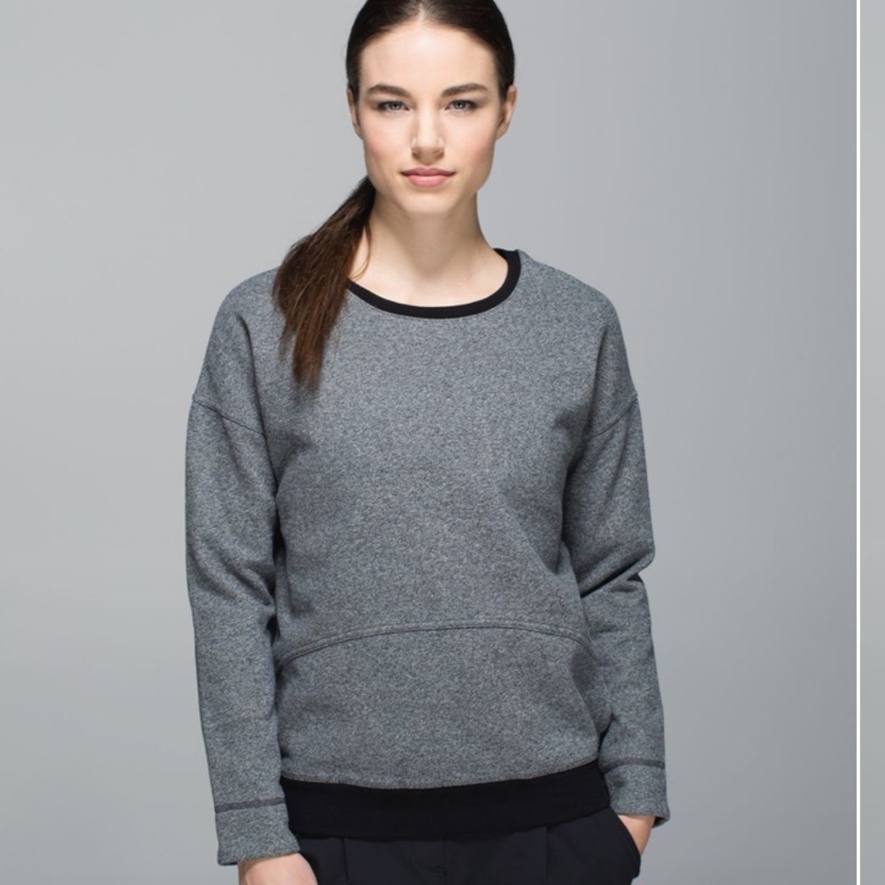 Lululemon Keep Up Crew Heather Speckled Black Crewneck Sweater